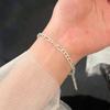 Pulseira de Prata Esterlina S925 2025 Nova Pedra Natural Prata Quebrada Pulseira Luxo Acessível Joia de Mão Nicho Presente de Aniversário