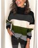Suéter de Cuello Alto Patchwork de Otoño e Invierno Transfronterizo 2025 Nuevo Amazon Talla Grande para Mujer Suéter de Rayas para Mujer Lana para Mujer
