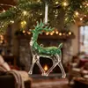 Colgante de Árbol de Navidad Cruzado de Año Nuevo Lentejuelas Polvo Brillante Adornos PC Mitad Verde Copo de Nieve Decoración de Escena de Árbol de Navidad