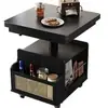 Mesa de té de madera maciza para salas de estar pequeñas, mesa auxiliar multifuncional para sofá, mesa de té plegable móvil, soporte de té tipo carrito con altura ajustable