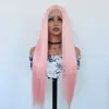 Peluca de Encaje Frontal 13*4 Sin Pegamento, Se Puede Peinar Libremente, Resistente al Calor, Chal de Encaje Frontal para Mujer, Larga, de Colores Brillantes