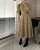 Vestido de mujer coreano estilo vintage con capa, patchwork, mangas abullonadas con cordón y diseño ceñido a la cintura, vestido largo 19532