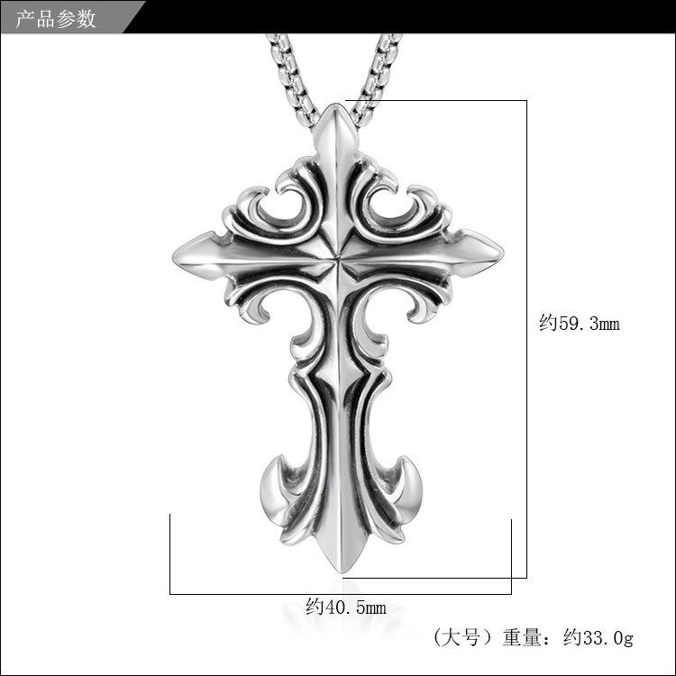时尚钛钢饰品挂件十字架吊坠毛衣链项链厂家批发 (1)