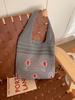 Bolsa de Punto, Bolso Retro de Malla Hueca, Bolso de Hombro de Alta Gama para Niñas, Bolso Tejido de Nicho, Bolso de Mano de Gran Capacidad