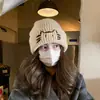 Gorro de Punto para Mujer en Otoño e Invierno, Circunferencia de Cabeza Grande, Adelgazante del Rostro, Protección para los Oídos, Gorro de Lana, Simple y Versátil, Gorro a Prueba de Frío y Cálido para Hombres