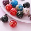 Cuentas Redondas de Resina con Lámina de Oro de 16 mm Accesorios para Cadena de Teléfono Móvil Bolso Llavero Abalorios Sueltos Hechos a Mano Cuentas de Hilo
