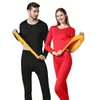 Traje de ropa interior térmica de terciopelo dorado para hombre con forro polar engrosado a prueba de frío ropa de otoño para parejas pantalones largos ropa cálida para mujer talla grande