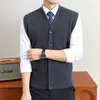Cardigan de Tricô Masculino Aberto nas Costas Casual Solto Roupa para Idosos Sem Mangas Cardigan Suéter Masculino Outono