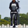 Europa y Estados Unidos marca de moda de impresión de telaraña transfronteriza suéter con capucha de comercio exterior para hombre y mujer traje de suéter y pantalón al por mayor