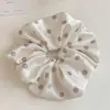 Corda de cabelo grande para rabo de cavalo com bolinhas, estampa de bolinhas onduladas em seda e cetim de alta qualidade, tiara elegante, tiara coreana, feminina