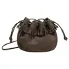 Bolso tipo cubo con flecos estilo coreano para mujer, nueva colección otoño/invierno 2026, acabado mate, bolso de hombro, bolso cruzado, diseño de alta gama, bolso de cordón de nicho