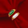 Anillo de dedo índice de calcedonia con palabra de la suerte en plata y oro estilo chino con corte retro abierto clásico de jade blanco de Hetian para hombres y mujeres