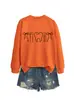Amazon Ebay Estación Independiente Divertida Casual Versátil Sudadera de Manga Larga con Cuello Redondo y Dientes de Arco para Mujer Camiseta Base