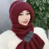 Chapéu de Tricô Quente da Moda e Cachecol Novos para Outono e Inverno para Pessoas de Meia-Idade e Idosos, Chapéu Simples Versátil com Proteção para as Orelhas para Mulheres