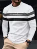 Comercio exterior transfronterizo camiseta de manga larga con cuello redondo para hombre, bloques de color, camiseta básica, ropa nueva para hombre