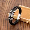 Nuevo Pulsera de Cuero Trenzado Multicapa con Acero Inoxidable y Cierre Magnético Estilo Punk Vintage para Hombres, Versátil y Personalizable