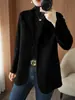 Novo Casaco Curto de Lã de Alto Padrão Outono/Inverno 2025 Feminino, Cashmere Dupla Face, Caimento Solto, Gola Blazer, para Mulheres Baixas