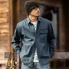 Camisa Jeans Lavada com Enzimas Estilo Retro Americano Masculina Primavera Tendência Marca Manga Longa Camisa de Trabalho Jaqueta Casual Solta Masculina