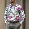 Camisa Casual para Hombre Cómoda Elástica en Cuatro Direcciones Estampado Floral 3D de Manga Larga Tendencia Europea y Americana Transfronteriza Amazon para Hombre