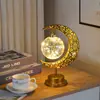 Lámpara de Luna de Hierro Forjado LED Transfronteriza, Lámpara de Estrella, Lámpara de Bola Redonda, Lámpara de Estrella y Luna, Lámpara Festiva, Lámpara Adorno Portavelas para Decoración de Habitación