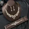Set de Collar, Aretes y Pulsera de Lujo Transfronterizo Europeo y Americano Accesorios para Vestido de Novia Joyería Cadena Exagerada para Clavícula con