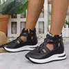Nuevas Sandalias de Cuña Transfronterizas de Verano con Punta Cerrada, Caladas y Transpirables, Zapatos de Velcro con Plataforma de Suela Gruesa para Mujer de Talla Grande