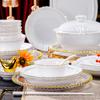 Jingdezhen porcelana branca de alta qualidade louça de luxo conjunto de tigelas e pauzinhos presentes para o lar atacado pratos e travessas de cerâmica presentes corporativos