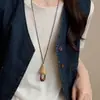 Dinheiro Antigo Estilo Chinês! Colar Pingente em Tons de Marrom para Mulheres, Corrente Clavicular de Luxo de Alto Padrão, Acessório Longo de Verão