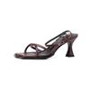 Tacones Altos Retro Marrones, Nuevo Estilo de Verano, Súper Bonitos con Faldas, Sandalias de Moda