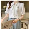 Nueva camisa elegante de alta gama, profesional, versátil, de manga larga, de gasa para entrevista de maestro, top de moda para mujer