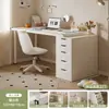 Escritorio de computadora, escritorio simple de doble longitud para dormitorio, con cajones, escritorio de estudio para uso doméstico, adecuado para estudiantes y trabajadores de oficina