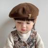 Suéter de Estilo Japonés Gorro Retro para Niños Moda Otoño e Invierno Boina de Bebé Elegante Gorro de Artista de Lana para Niños y Niñas