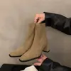 Botines de tacón alto para mujer 2024 Nuevos Otoño-Invierno Retro Francés Ante Tacón Grueso Botas Estilizadas Estilo Coreano Botines