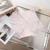 Pantaletas de Hilo de Hielo de Cintura Alta para Control de Abdomen para Mujer con Refuerzo Floral de Seda en Forma de V, Cómodos Tangas Triangulares para Mujer que Moldean los Glúteos