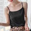 Camisola de Seda 2024 Primavera y Verano Nueva para Mujer Ajustada de Doble Tirante Corta Profesional Simple Camisola Interior