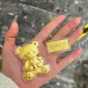 Chaveiro Urso de Ouro Puro 999 Desenho Animado Fofo Corrente para Celular Bolsa Pingente de Casal Pingente de Carro Ouro Shuibeijin
