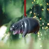Regalo de Navidad Nuevo Transfronterizo Regalo Pequeño Hipopótamo Lindo Decoración de Árbol de Navidad Máquina Colgante de Hoja Acrílica Colgante Pequeño