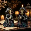Chunqi Transfronterizo Calavera Fantasma Sosteniendo Cuervo Bruja Vela Molde de Silicona DIY Halloween Molde de Yeso