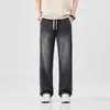 Pantalones de verano finos y holgados de pierna recta para hombre Tencel 2026, pantalones largos casuales versátiles de pierna ancha de moda