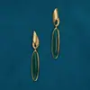 Pendientes Colgantes Esmeralda Vintage de Qingdao Pendientes Artísticos Retro de Nicho Pendientes de Botón Versátiles de Moda Sensación de Lujo Ligero de Alta Gama