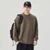 Sudadera Negra de Cuello Redondo para Hombre Otoño/Invierno 2026, Corte Holgado, Manga Larga, Peso Pesado, Versátil Top Base Casual