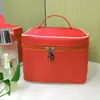 Bolsa de Cosméticos con Texto Impreso, Bolsa de Salón de Belleza, Artículos de Tocador para Almacenamiento, Bolsa de Cuidado, Borde Blanco Cuadrado, Rojo Grande