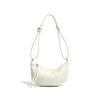 Bolso Nuevo de Piel de Vaca Texturizada Tipo Empanada Estilo Perezoso Bolso Cabeza de Cuernos de Vaca Capa Superior Piel de Vaca Cruzado Casual Nicho Plata Bolso de Luna Creciente