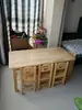 Mesa y silla de madera maciza para jardín de infantes juego de mesa de madera de caucho para niños juego completo de juguetes para bebé mesa de aprendizaje de juegos