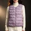 Chaleco Ligero de Algodón Estilo Nuevo 2026 para Mujer, Chaleco Corto sin Cuello Otoño e Invierno, Chaqueta Redonda Talla Grande
