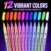 Marcador fluorescente UV de 12 colores transfronterizo, bolígrafo de pintura que revela color con luz negra, juego de pintura para graffiti DIY con efecto luminoso