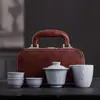 Juego de Té Kung Fu de Viaje Horno Dingge Tetera Cerámica Portátil para Viajes al Aire Libre Regalo de Negocios