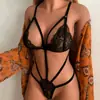 CIB0186 Verão Novo Moderno Sexy Body com Elástico Conjunto de Lingerie de Renda Feminino Europeu e Americano Cruzado