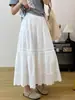 Falda Blanca de Hada con Retazos de Encaje de Nuevo Estilo para Mujer Verano 2026, Falda Plisada Calada, Falda Larga de Paraguas de Línea A Fluida