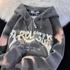 Marca de Moda Urbana Tops Retro para Parejas, Estilo Bf Holgado Casual de Primavera y Otoño Sudaderas Finas con Cremallera y Capucha para Hombres y Mujeres